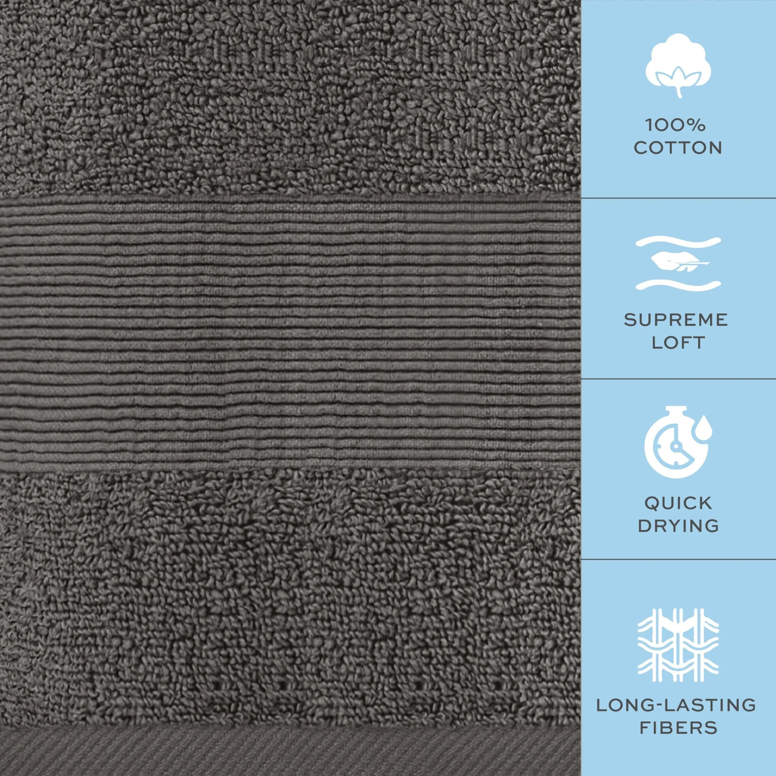 2 Pack Charcoal Resort Collection Soft Bath Sheet Towels 35x70 in Oversize Large