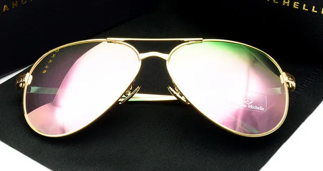 2018 High Quality Pilot Sunglasses Women Polarized UV400 Sunglass Mirror Sun Glasses Brand Designer Pink Lens With Original Box