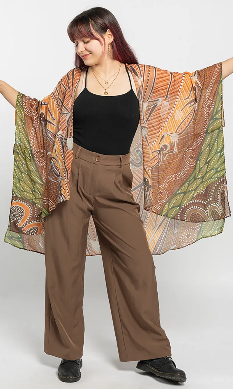 Aboriginal Art Chiffon Shawl Campfire