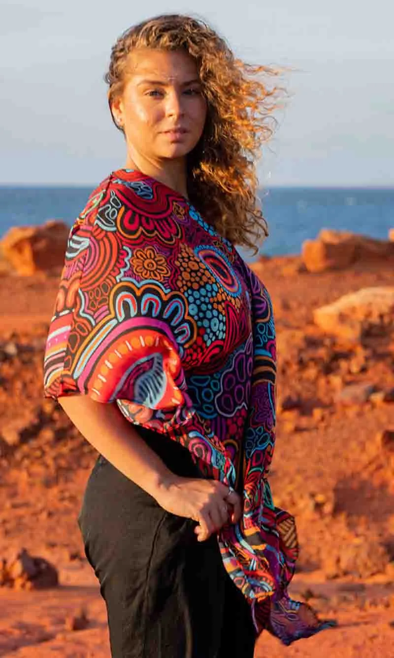 Aboriginal Art Chiffon Shawl Knowledge Holders