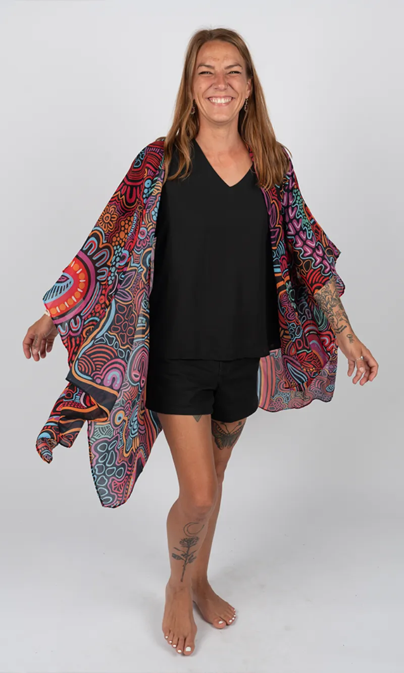 Aboriginal Art Chiffon Shawl Knowledge Holders
