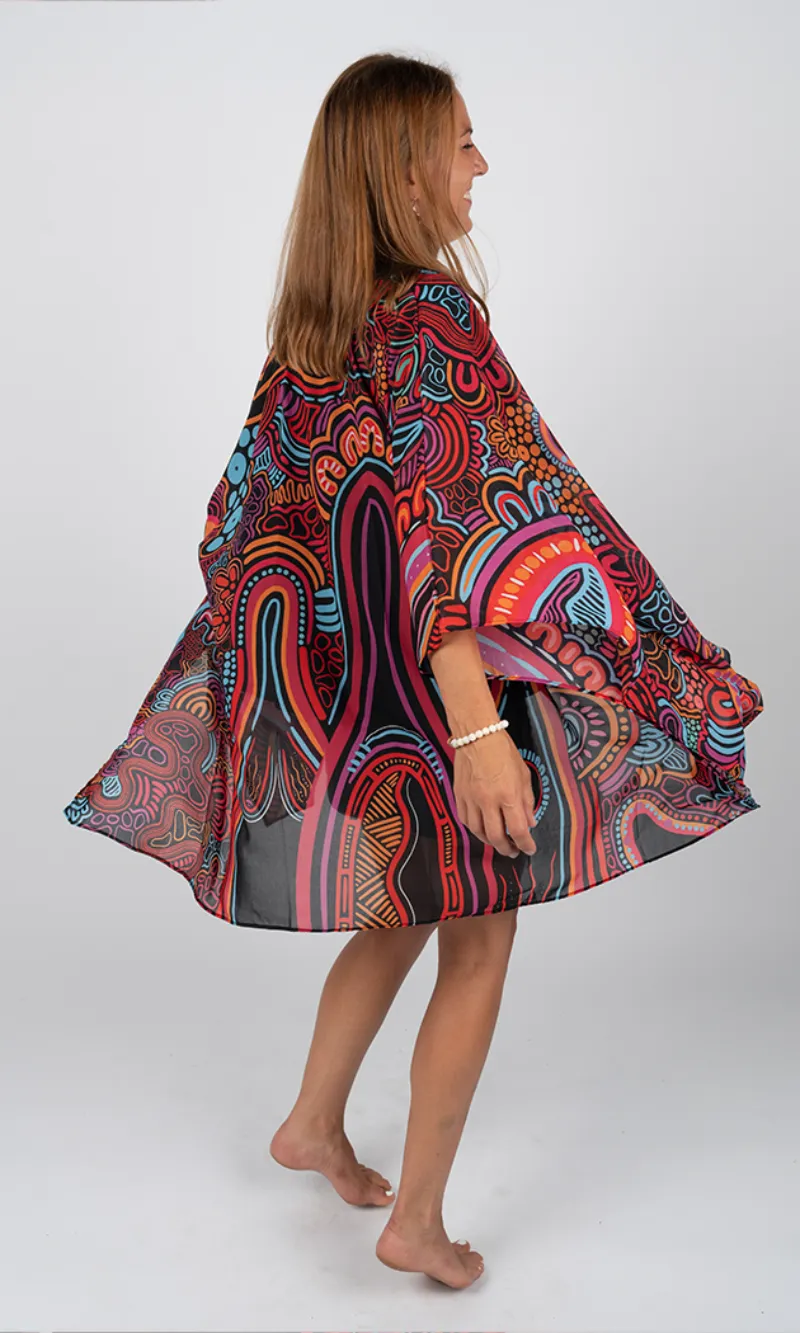 Aboriginal Art Chiffon Shawl Knowledge Holders