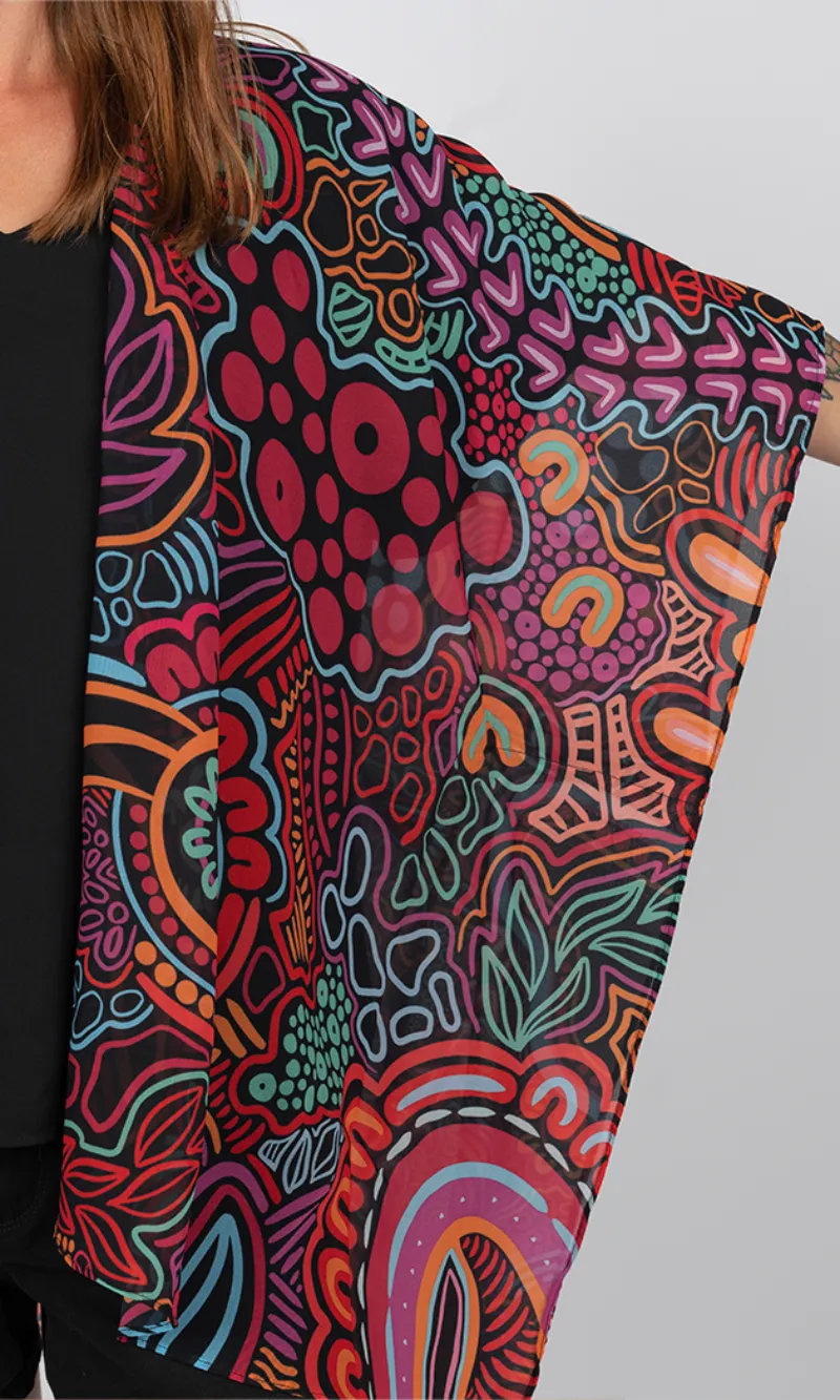 Aboriginal Art Chiffon Shawl Knowledge Holders