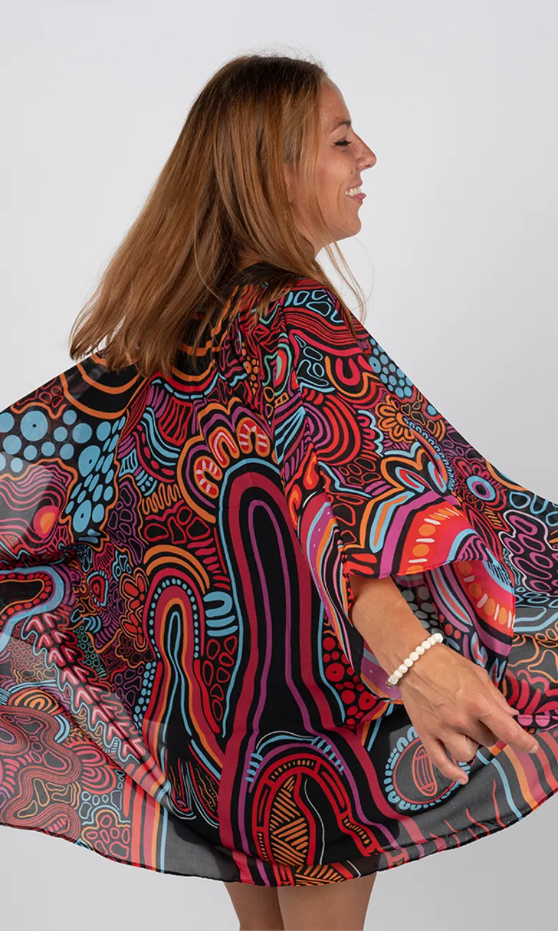 Aboriginal Art Chiffon Shawl Knowledge Holders