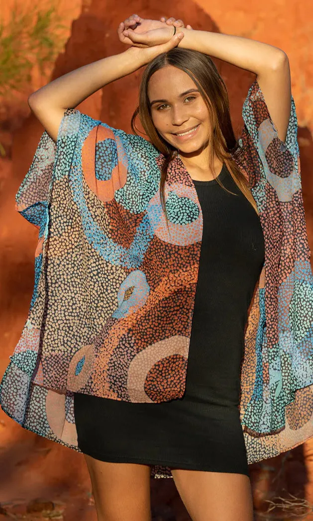 Aboriginal Art Chiffon Shawl Ngarlikurlangu (Circles)