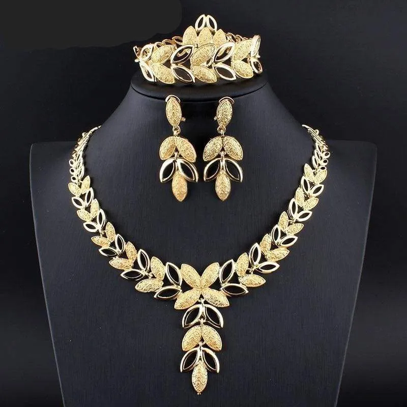 African Necklace Earrings Bracelet Set