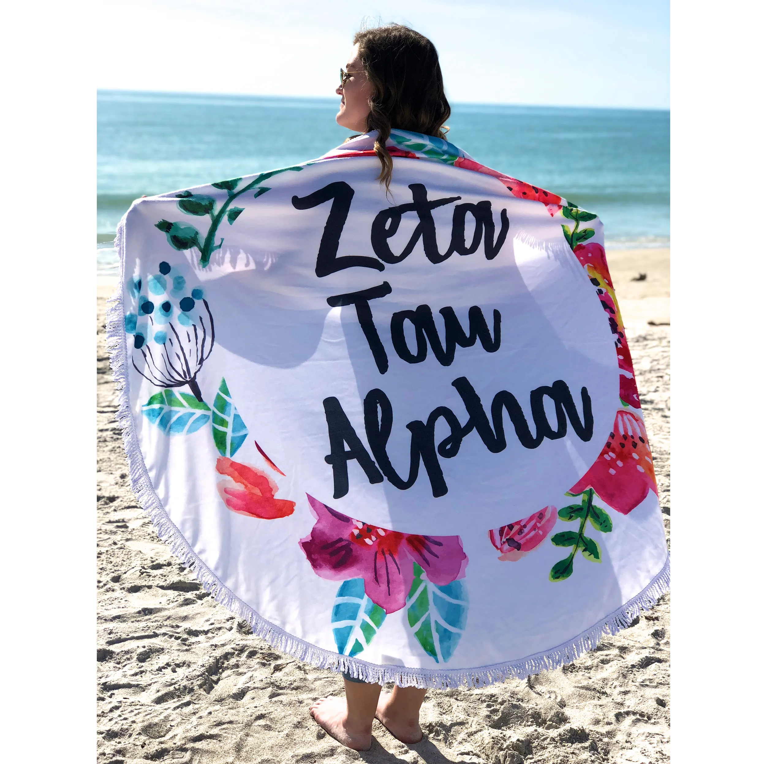 Alpha Epsilon Phi <br>Floral Fringe Towel <br> Blanket