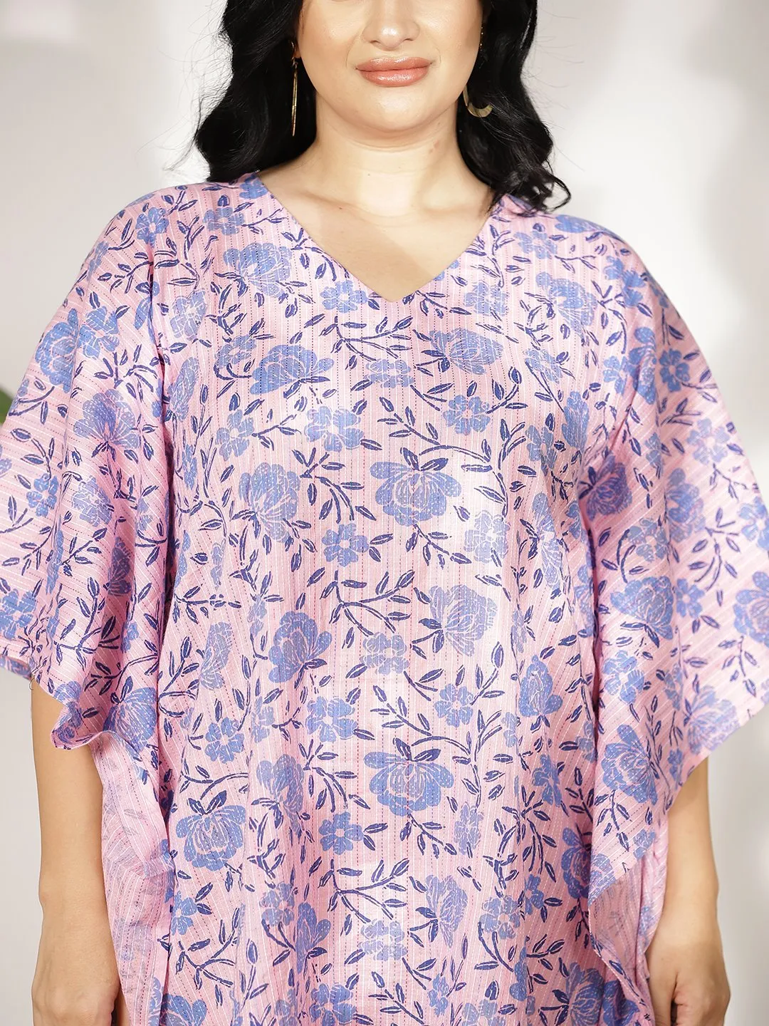 BlueFloral Cotton Kaftan