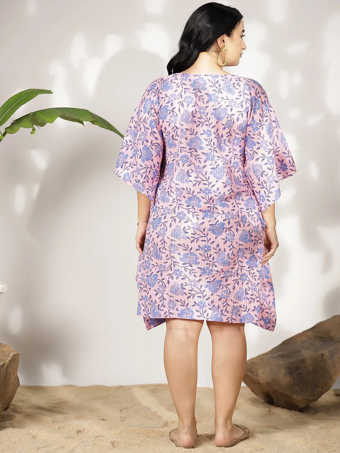 BlueFloral Cotton Kaftan