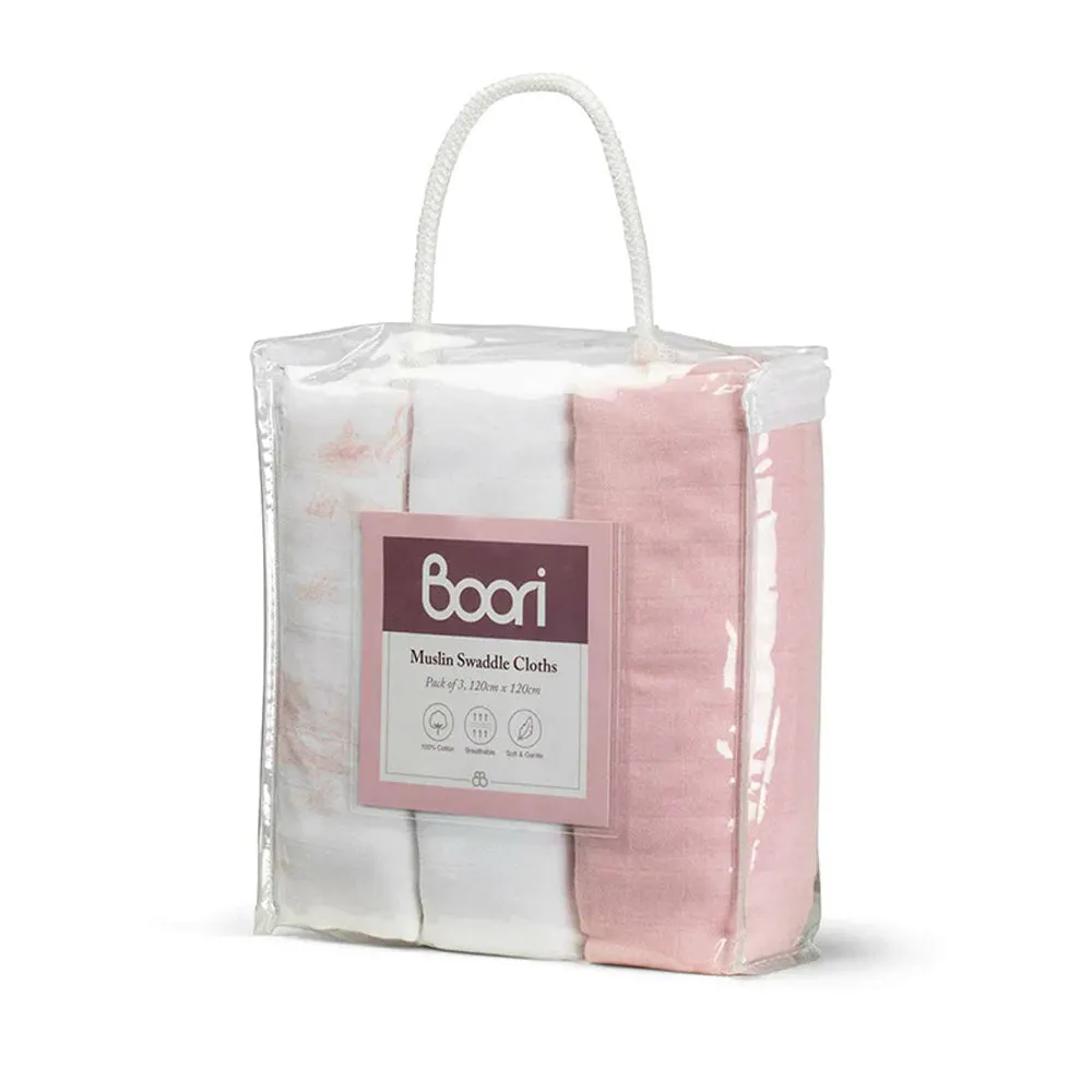 Boori Muslin Cloths (3Pk) - Making Friends Pink