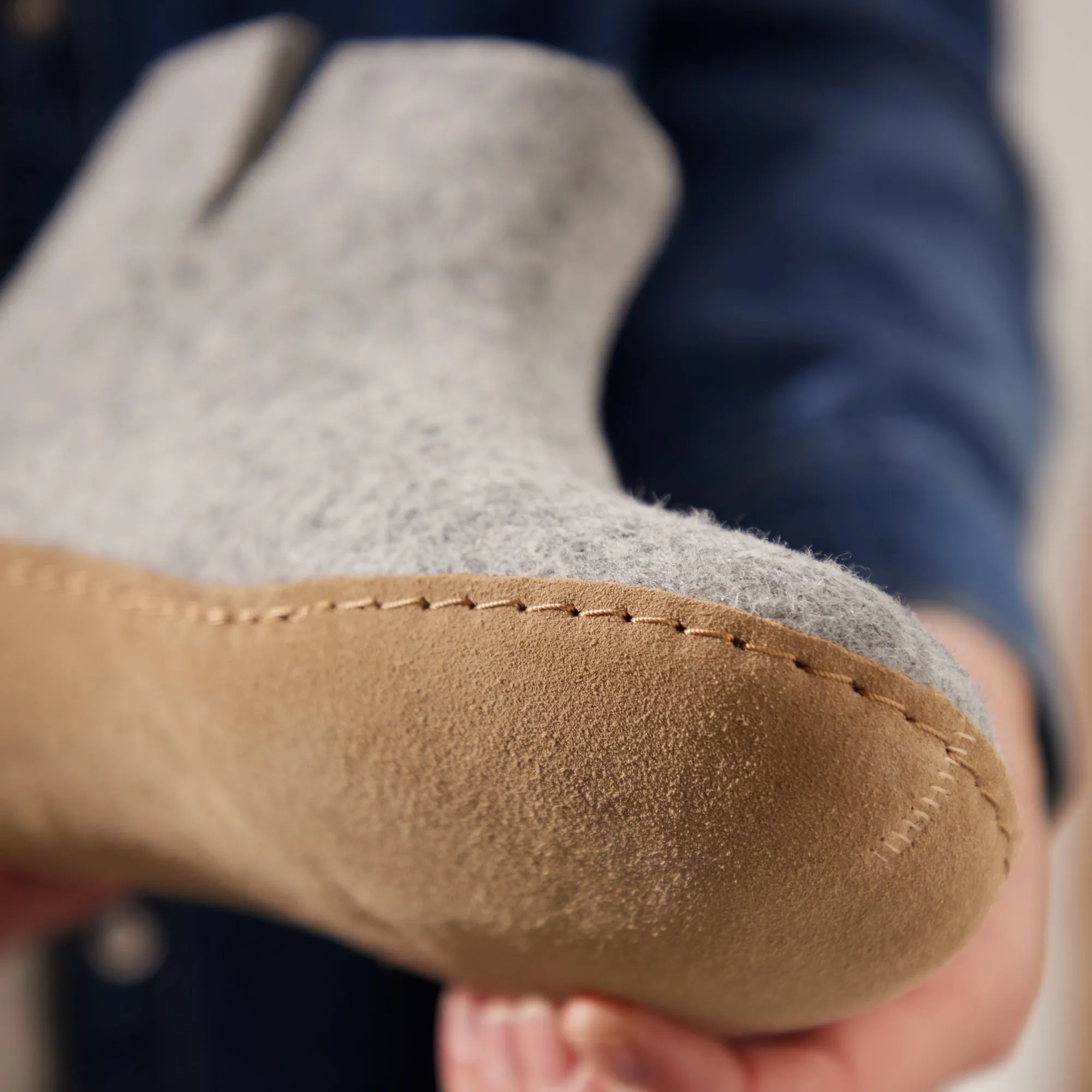 Boot with leather sole - Grey