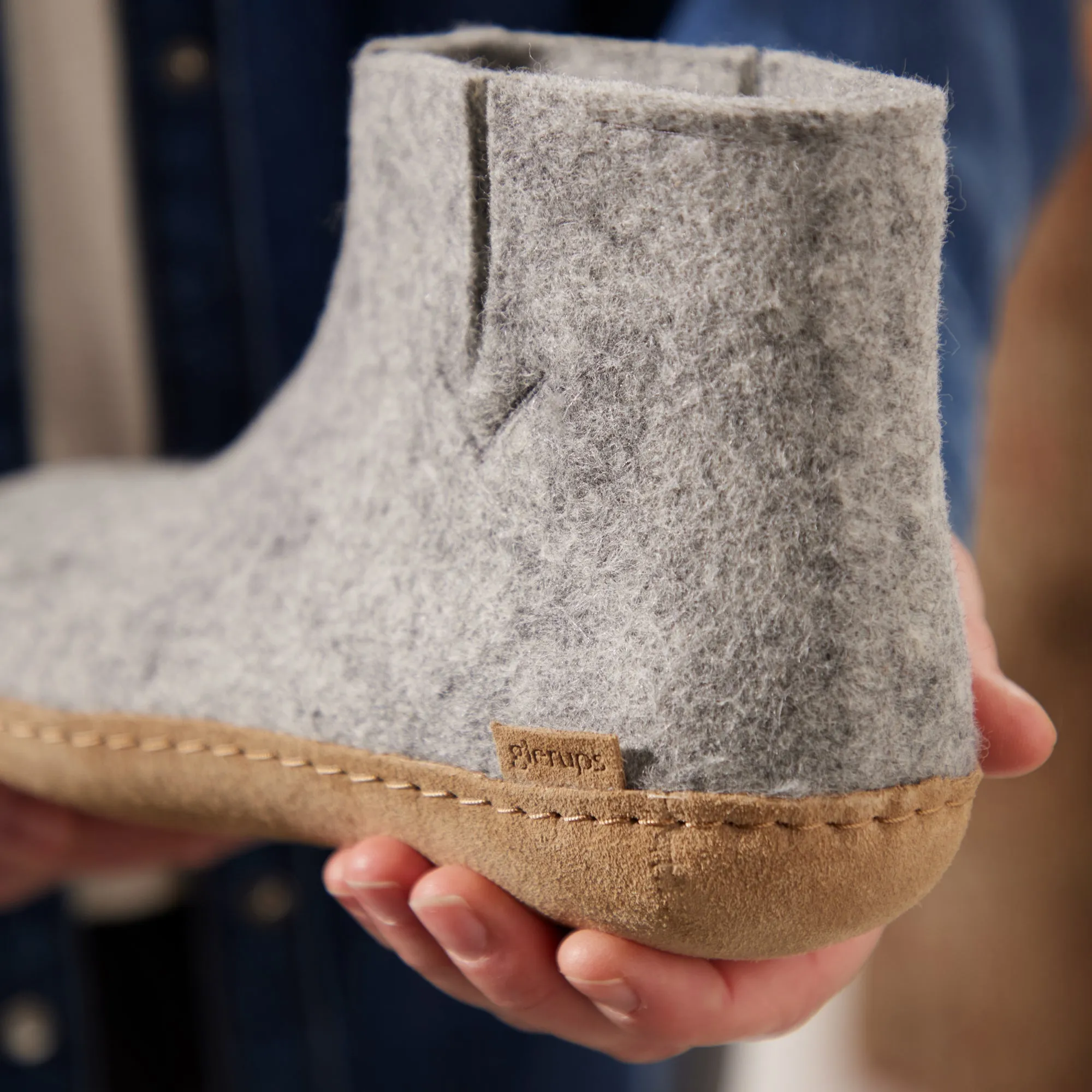 Boot with leather sole - Grey