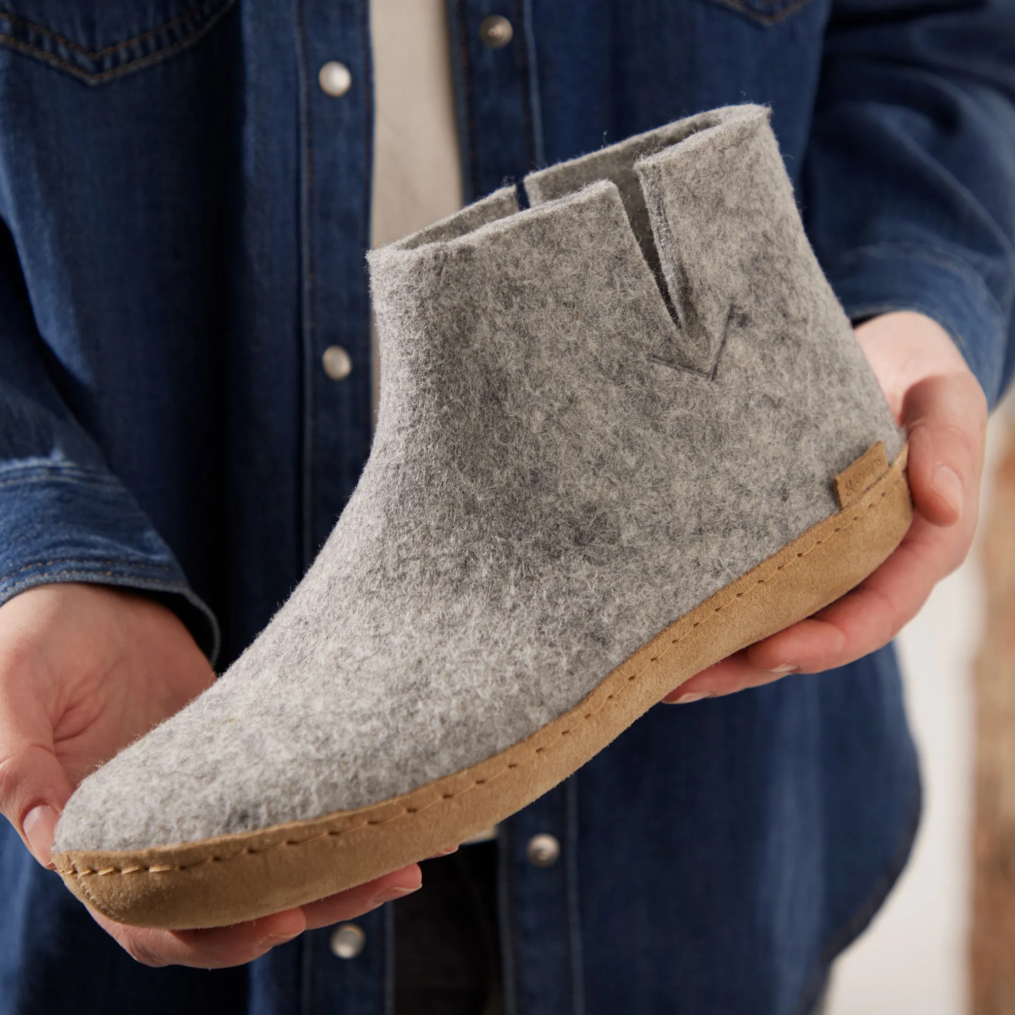 Boot with leather sole - Grey