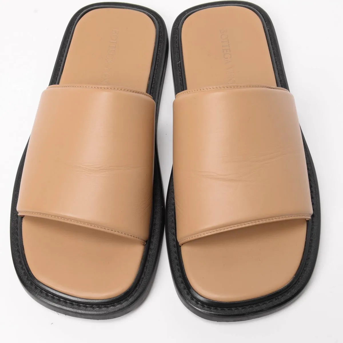 Bottega Veneta Camel Calfskin Band Sandals 41