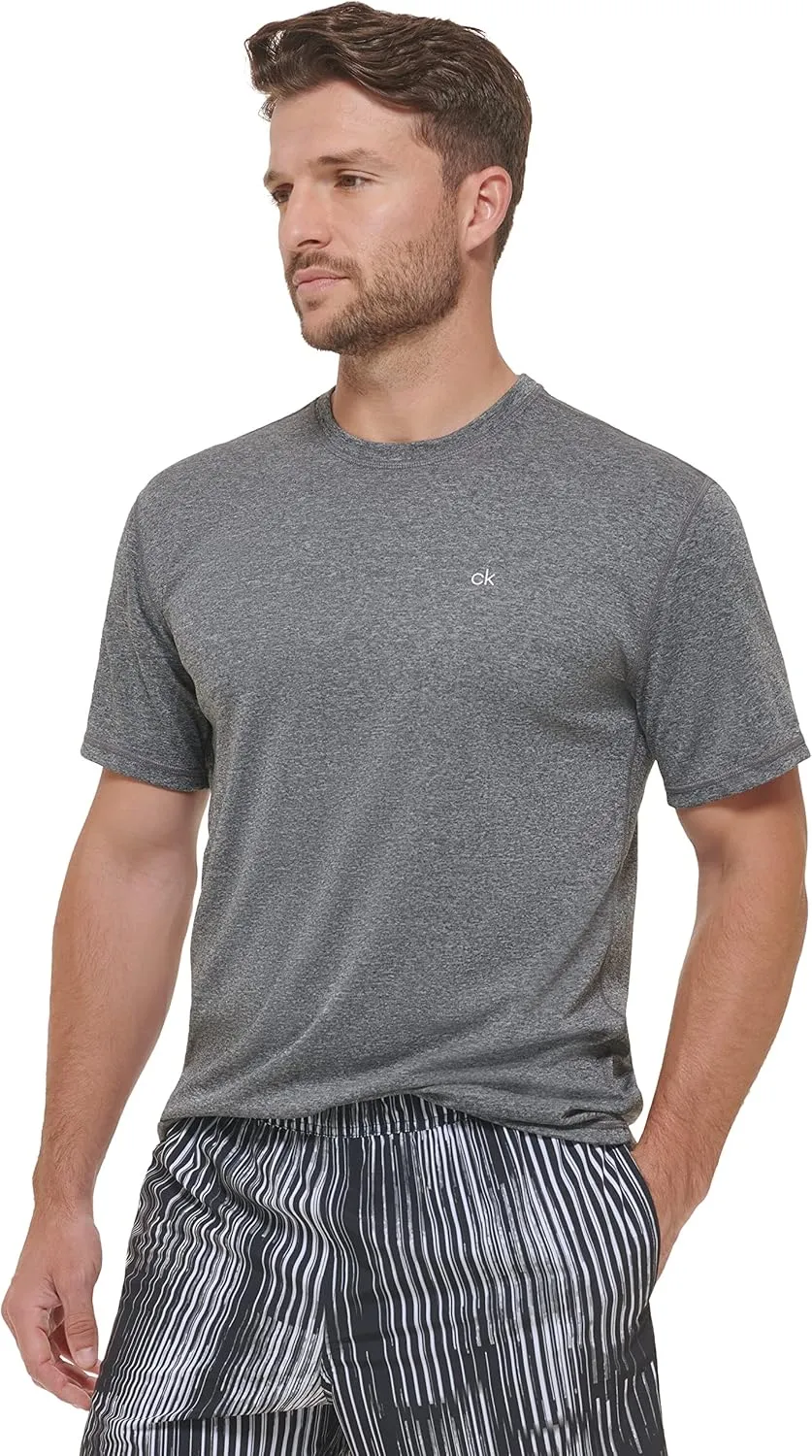 Calvin Klein Men's Standard Light Weight Quick Dry Short Sleeve 40  UPF Protection Active Top