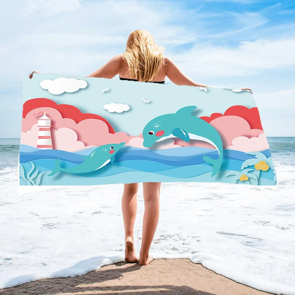 Cute Sand Free Quick Dry Beach Towel Microfiber Bath Summer Cushion Swimming Personalized Pattern Sport Fitness Yoga Bath Towel
