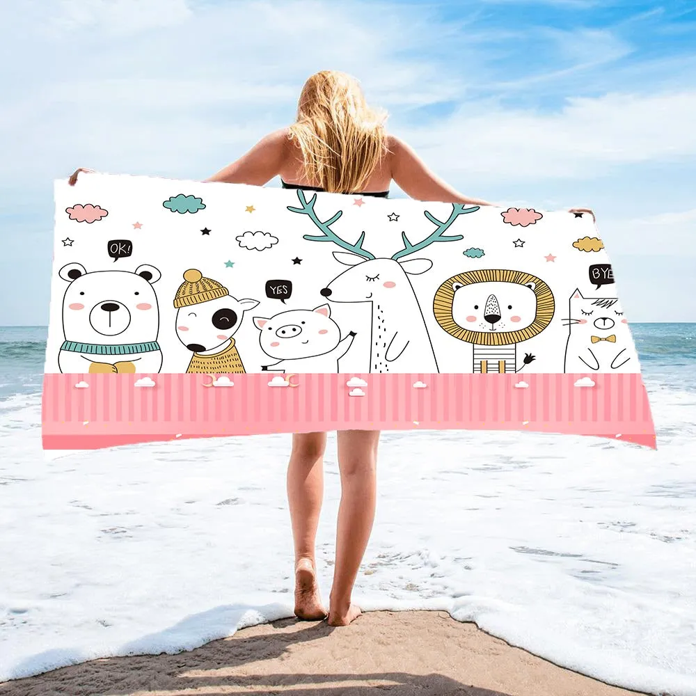 Cute Sand Free Quick Dry Beach Towel Microfiber Bath Summer Cushion Swimming Personalized Pattern Sport Fitness Yoga Bath Towel