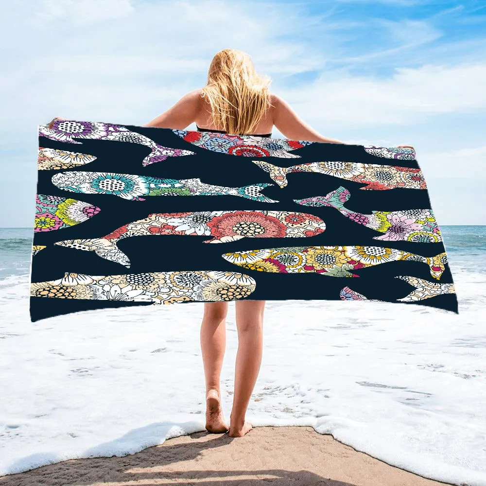 Cute Sand Free Quick Dry Beach Towel Microfiber Bath Summer Cushion Swimming Personalized Pattern Sport Fitness Yoga Bath Towel