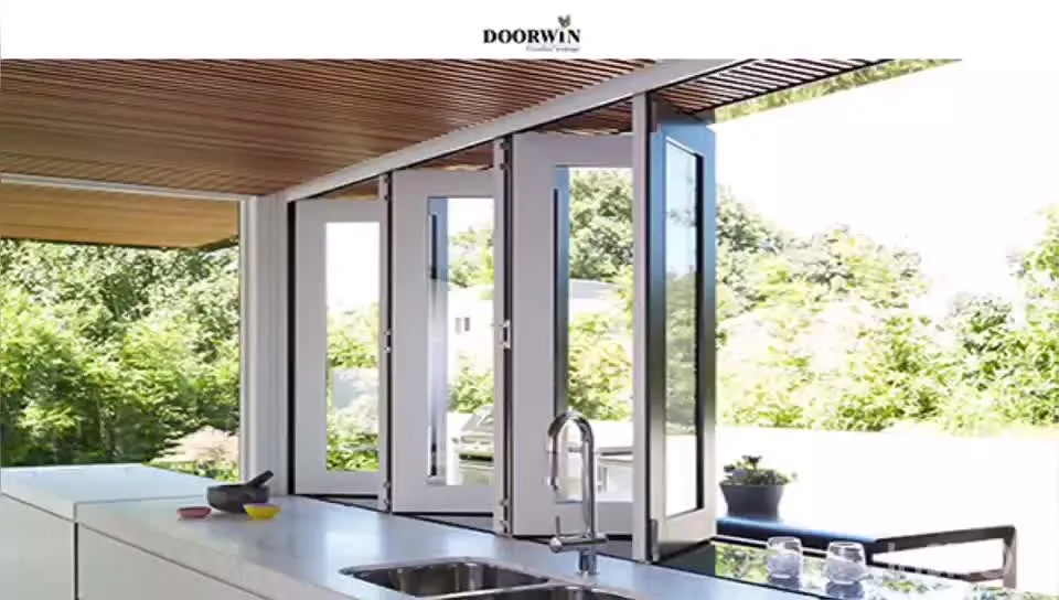 Doorwin 2021modern design commercial window frames foldable window tempered glass bi fold window Australia