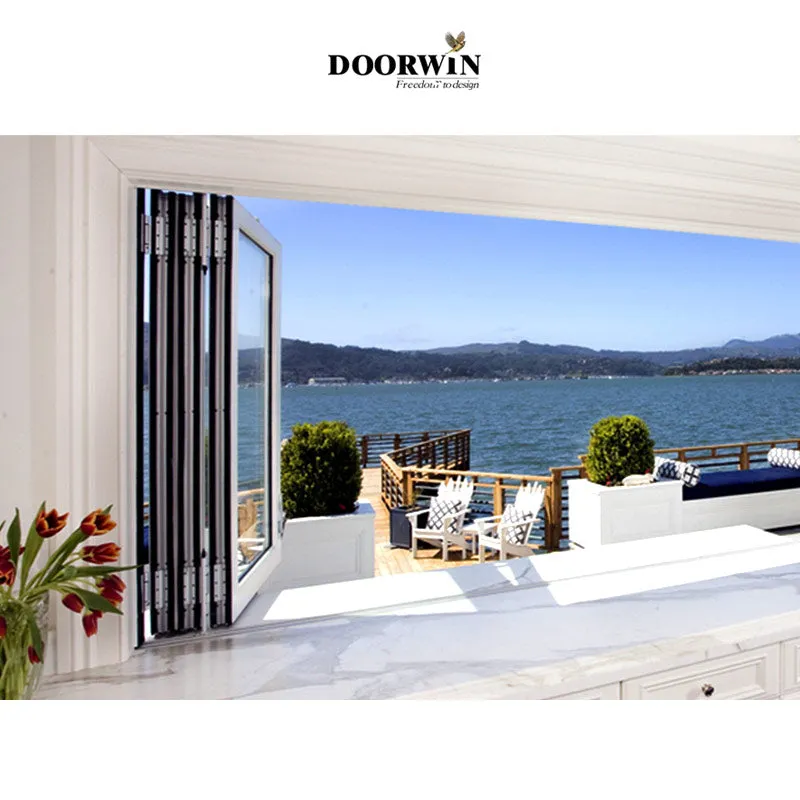 Doorwin 2021modern design commercial window frames foldable window tempered glass bi fold window Australia