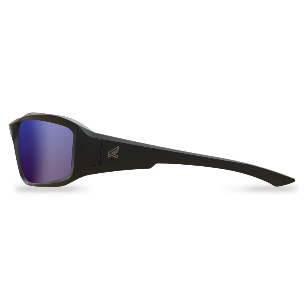 Edge Eyewear TXBAP238 - Safety Glasses - Brazeau - Black / Polarized Aqua Precision Blue Mirror Lens