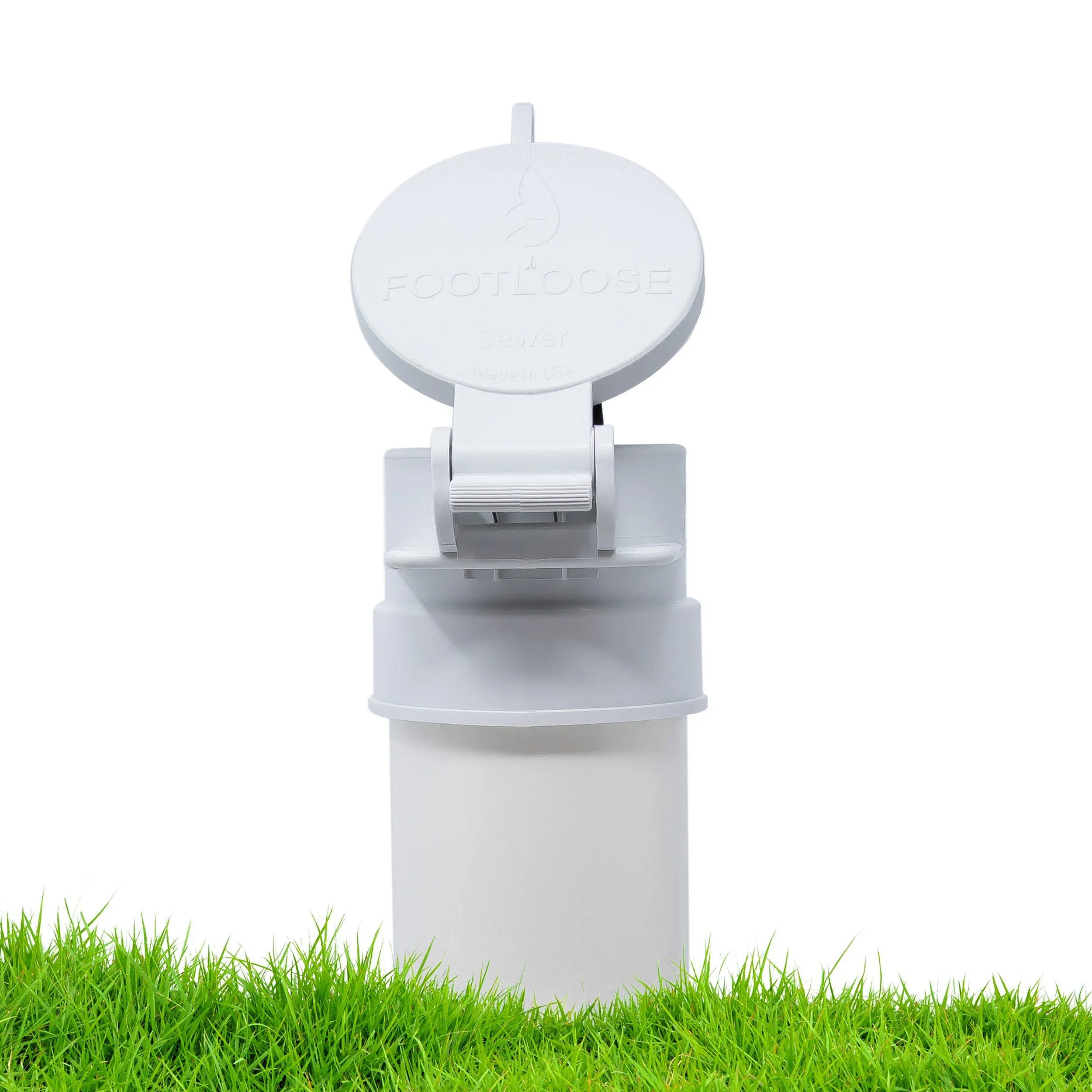 Enviro Design Products: FootLoose RV Site Sewer Cap, 4" White Female