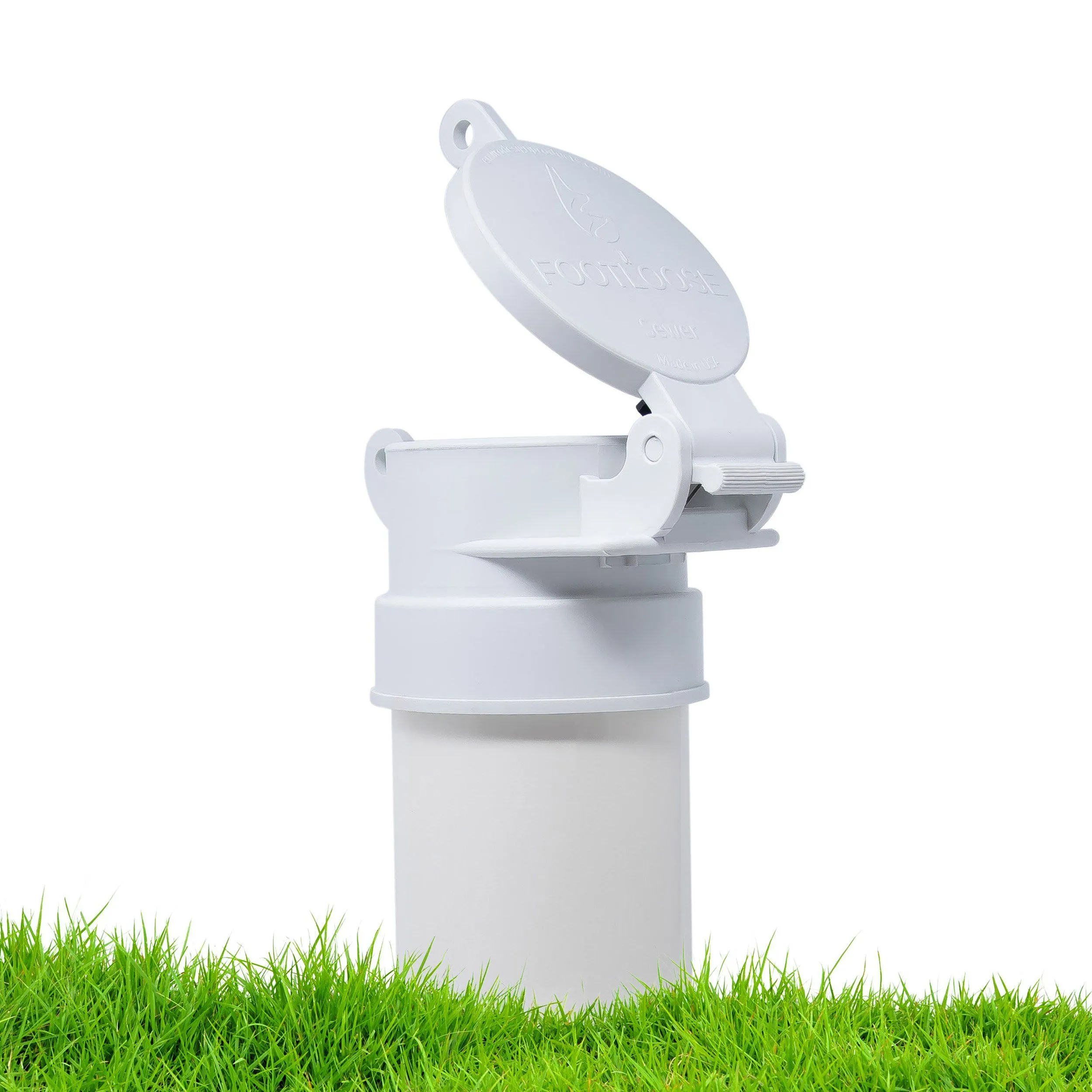 Enviro Design Products: FootLoose RV Site Sewer Cap, 4" White Female