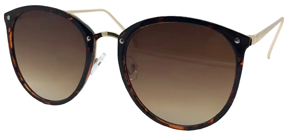 Fantas-Eyes Womens Key Largo Round Non-Polarized Sunglasses - Tortoiseshell/Gold