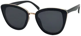 Fantas-Eyes Womens Layla Cateye Non-Polarized Sunglasses - Black/Gold