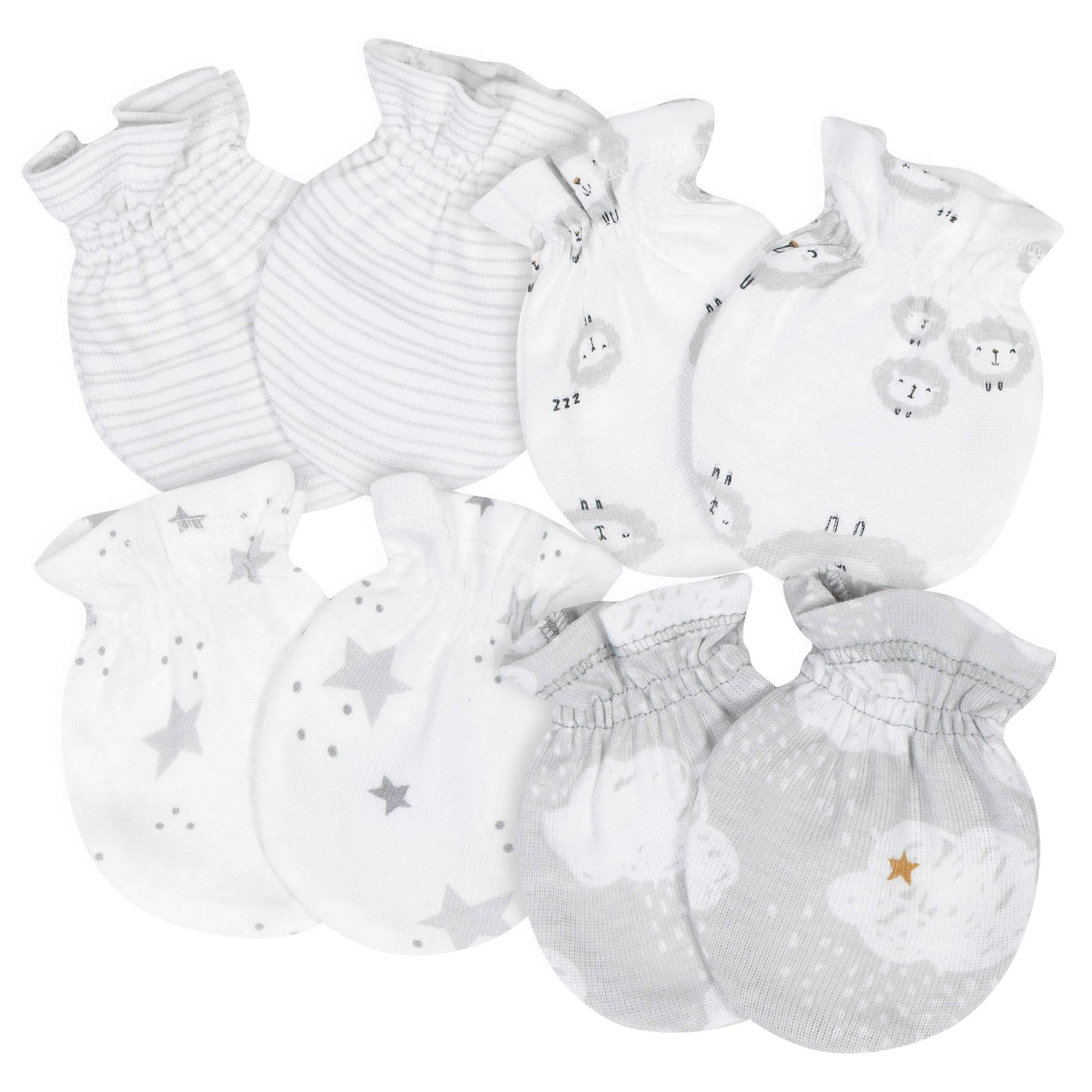 Gerber® 4-Pack Baby Unisex Lamb No Scratch Mittens Set