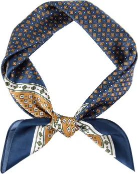 GERINLY Vintage Silk Feel Square Scarf for Men Satin Bandana Tiny Pattern Print Neckerchief Geometry Head Scarf