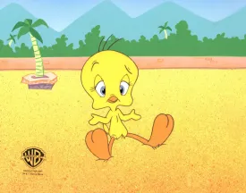 Looney Tunes Original Production Cel On Original Background: Tweety Bird
