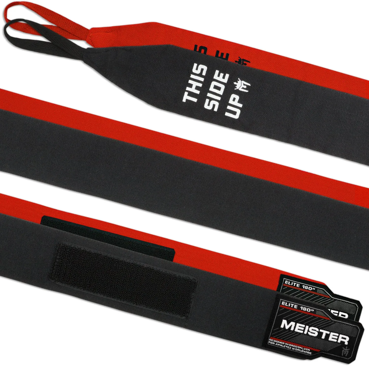 Meister ELITE 180" Elastic Hand Wraps - 2 Pack - Black / Red