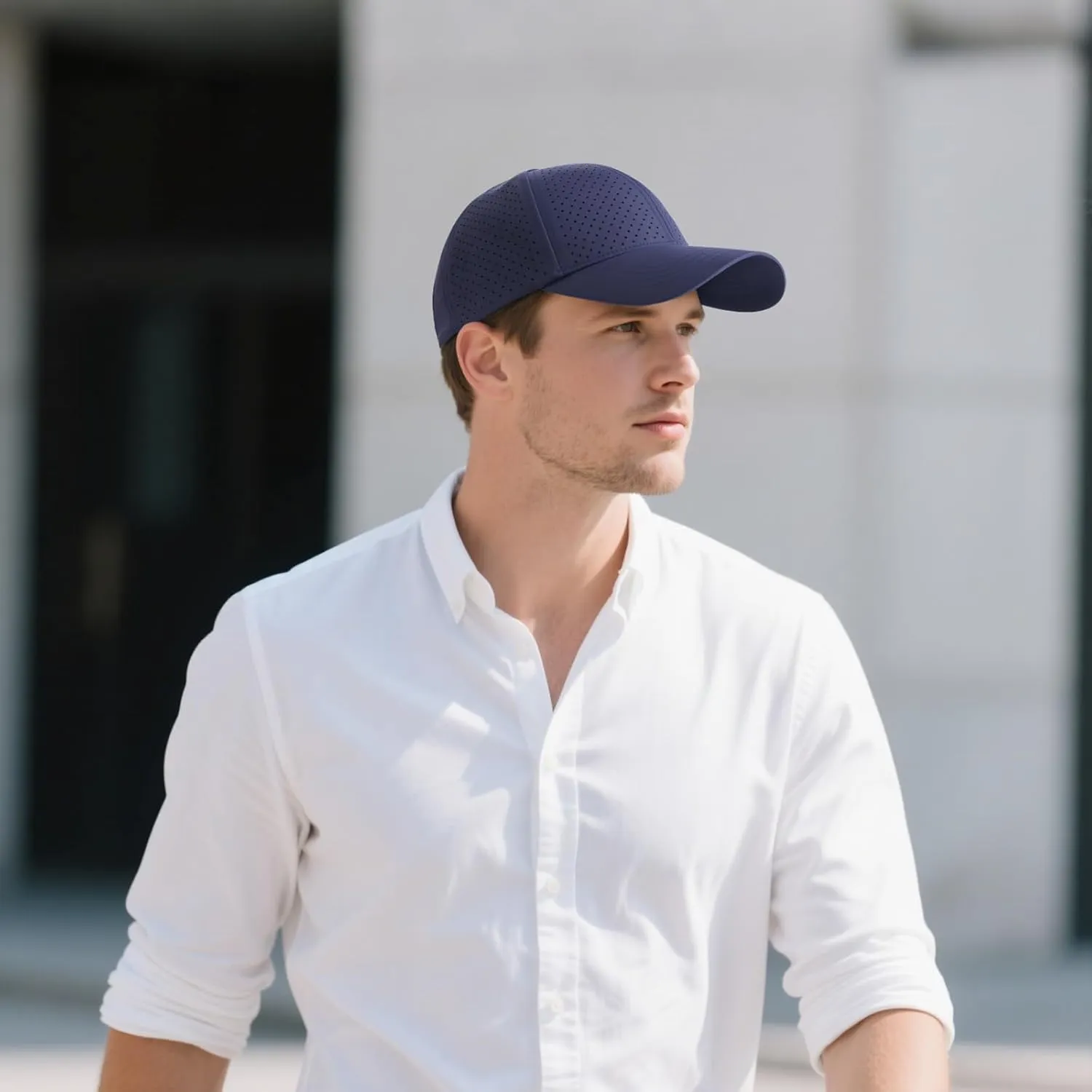 Men Summer Adjustable Performance Hat Breathable Snapback Laser Perforated Mesh Baseball Cap