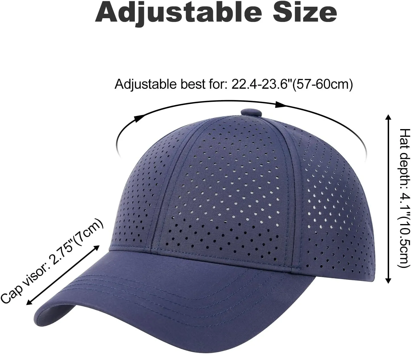 Men Summer Adjustable Performance Hat Breathable Snapback Laser Perforated Mesh Baseball Cap
