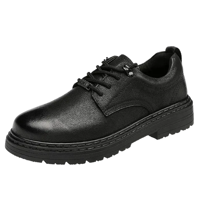 Men's Genuine Leather Large Casual Sneakers: Handsewn, Anti-Slip