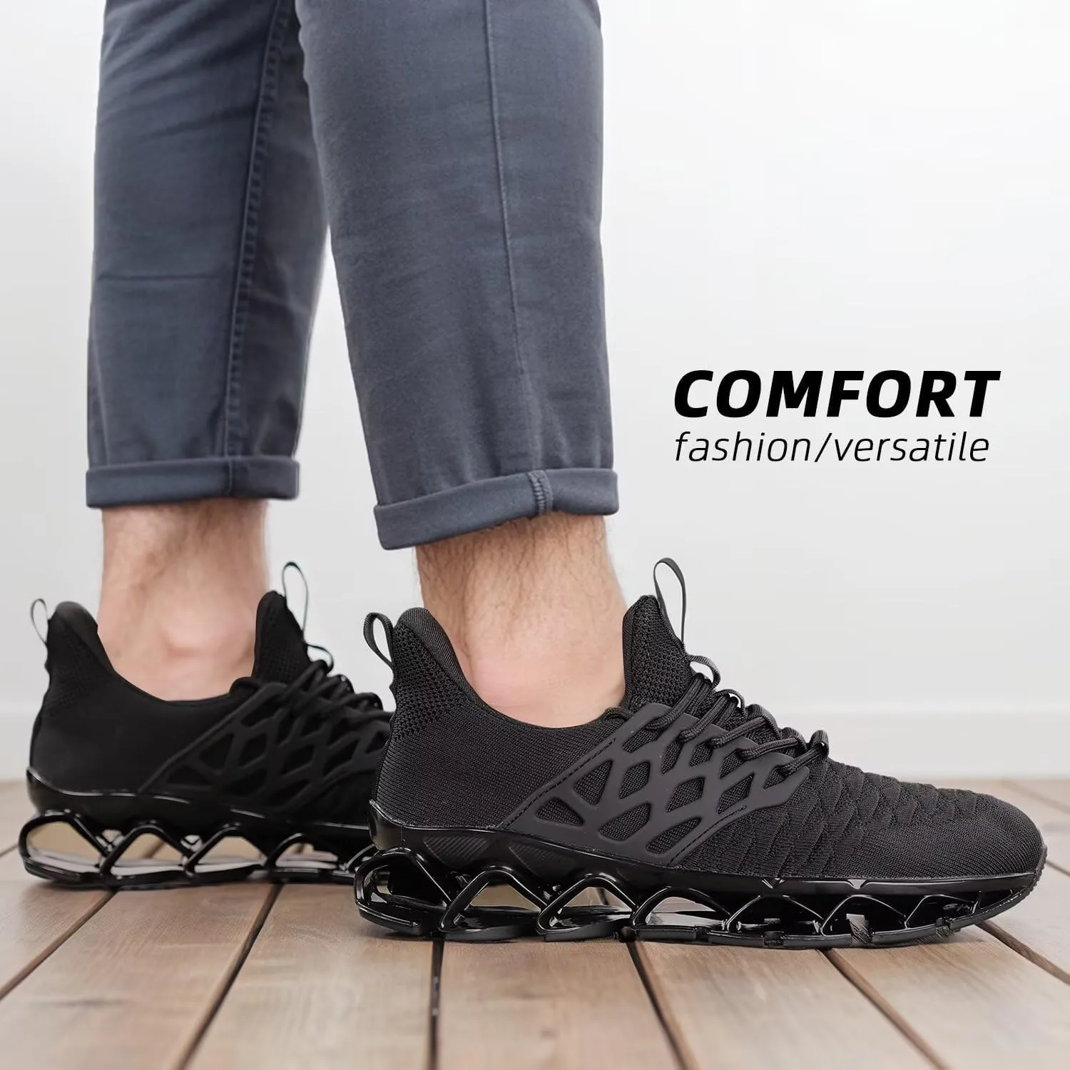 Mens Slip on Walking Shoes Running Blade Tennis Casual Fashion Sneakers Comfortable Non Slip Gym Athletic Sport Trainers