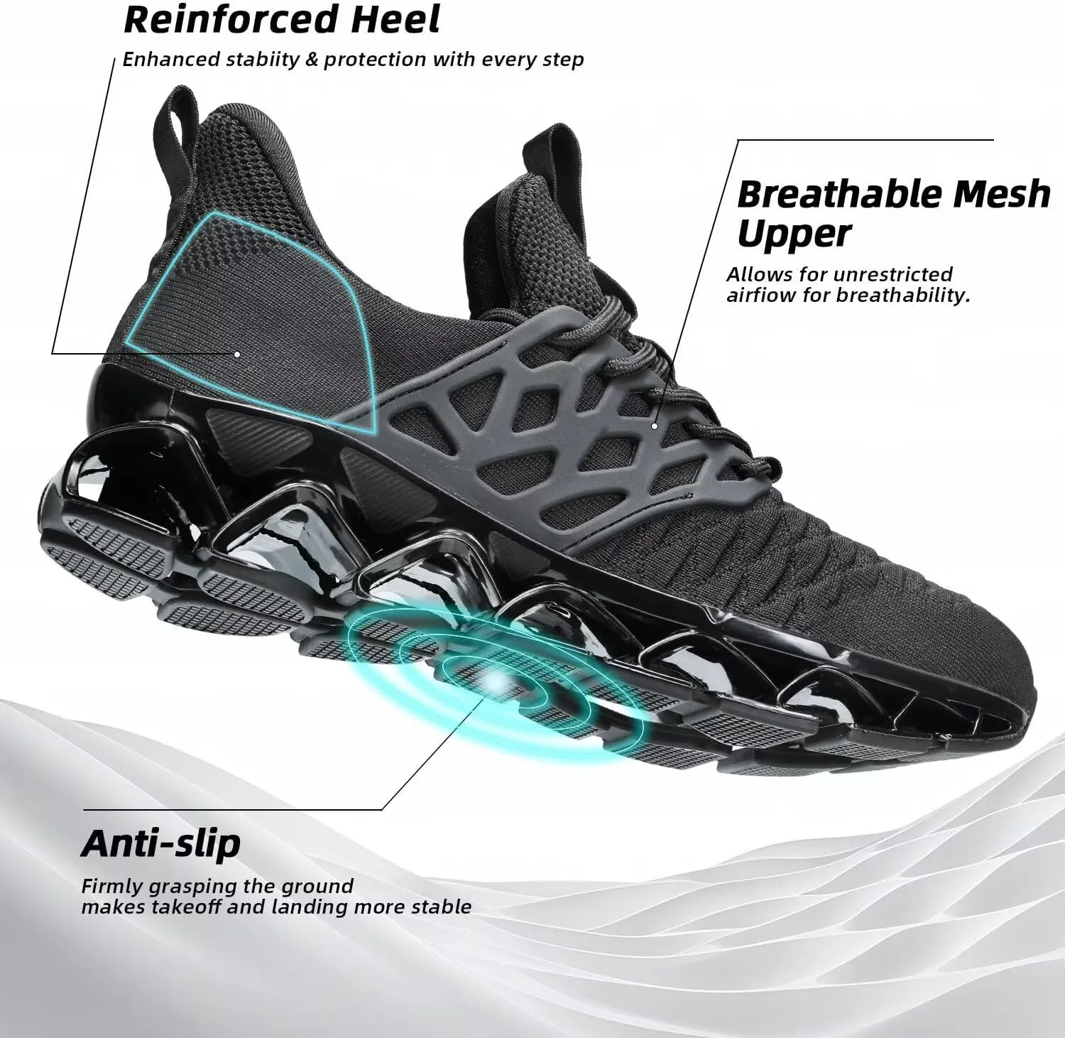 Mens Slip on Walking Shoes Running Blade Tennis Casual Fashion Sneakers Comfortable Non Slip Gym Athletic Sport Trainers