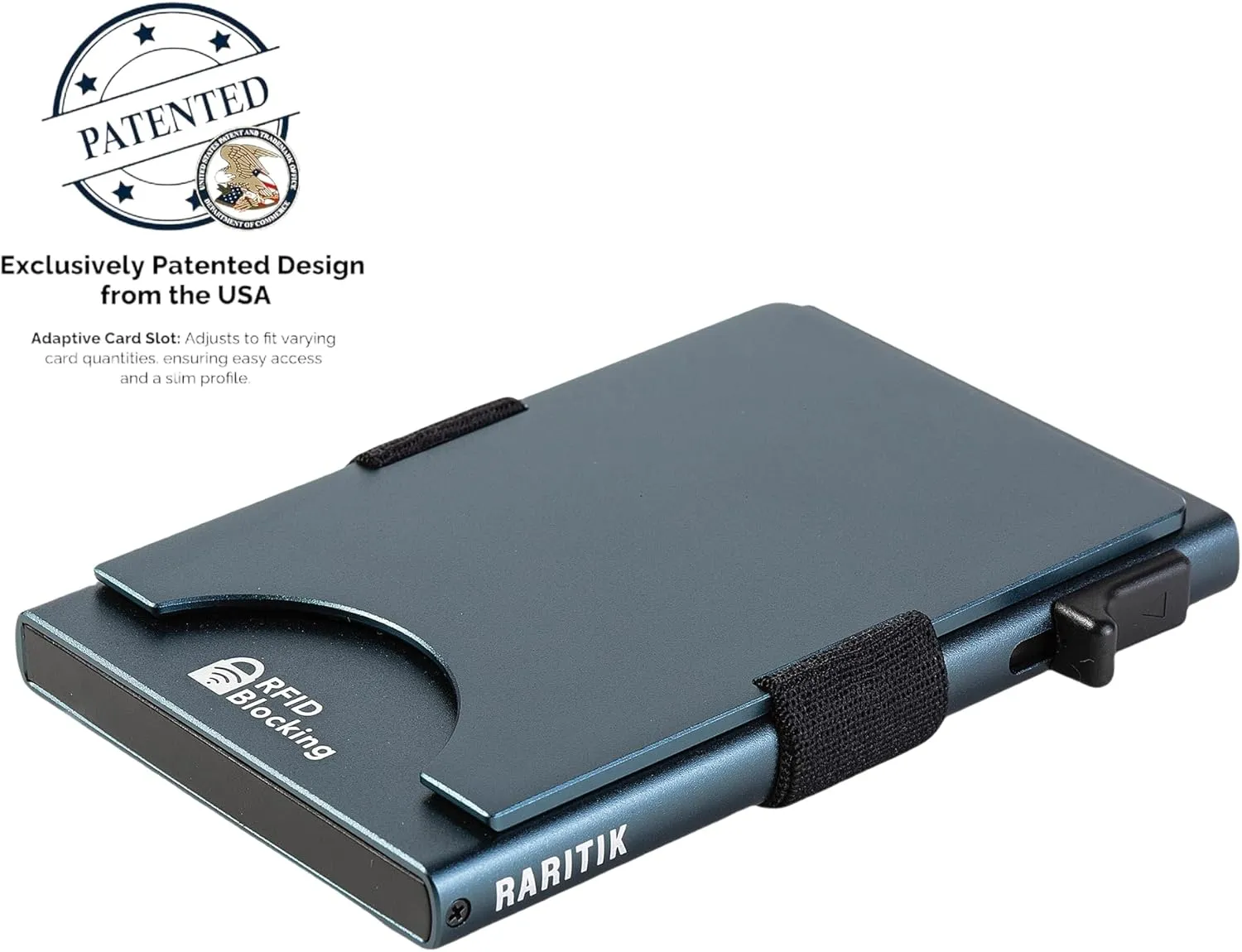 Minimalist Carbon Fiber Wallet for Men, Money Clip Cash Strap Wallet, RFID Blocking Metal Wallet Aluminum Card Holder,Front Pocket Wallet