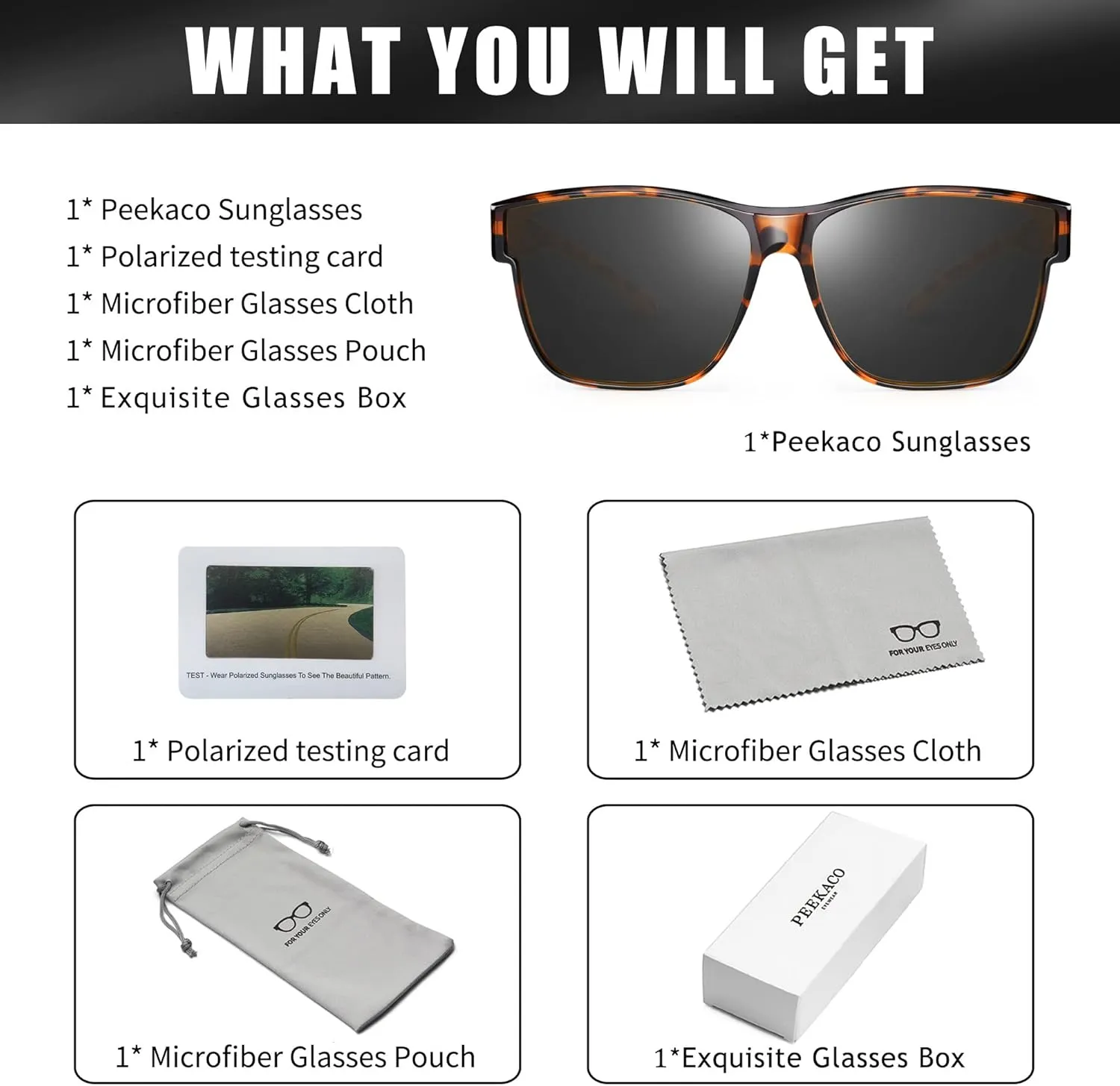 Polarized Sunglasses Fit Over Prescription Glasses for Men Women, Oversized Square Sunglasses, UV400 Protection