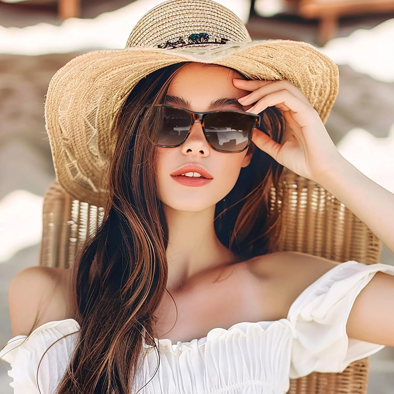 Polarized Sunglasses Fit Over Prescription Glasses for Men Women, Oversized Square Sunglasses, UV400 Protection