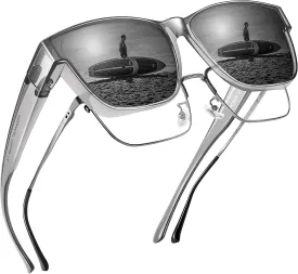 Polarized Sunglasses Fit Over Prescription Glasses for Men Women, Oversized Square Sunglasses, UV400 Protection