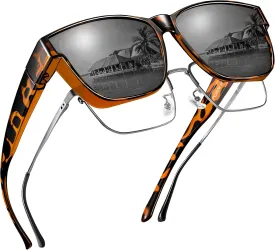 Polarized Sunglasses Fit Over Prescription Glasses for Men Women, Oversized Square Sunglasses, UV400 Protection