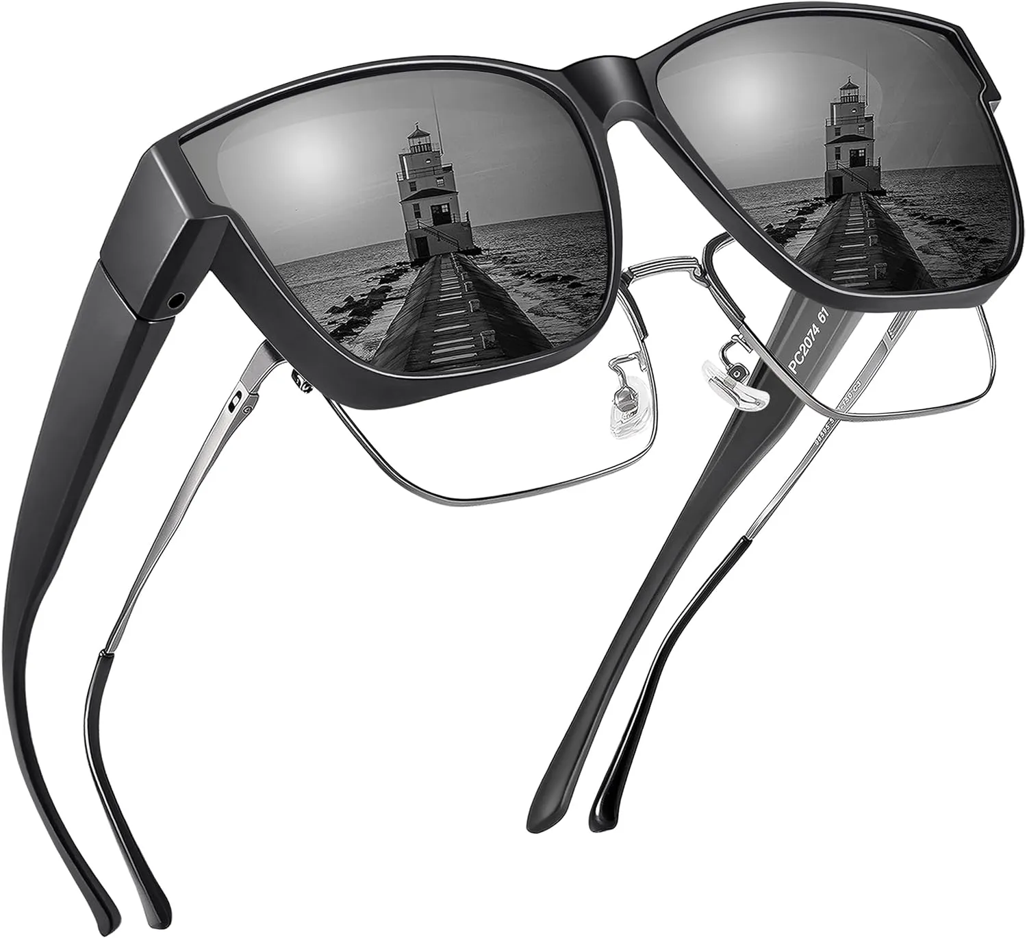 Polarized Sunglasses Fit Over Prescription Glasses for Men Women, Oversized Square Sunglasses, UV400 Protection