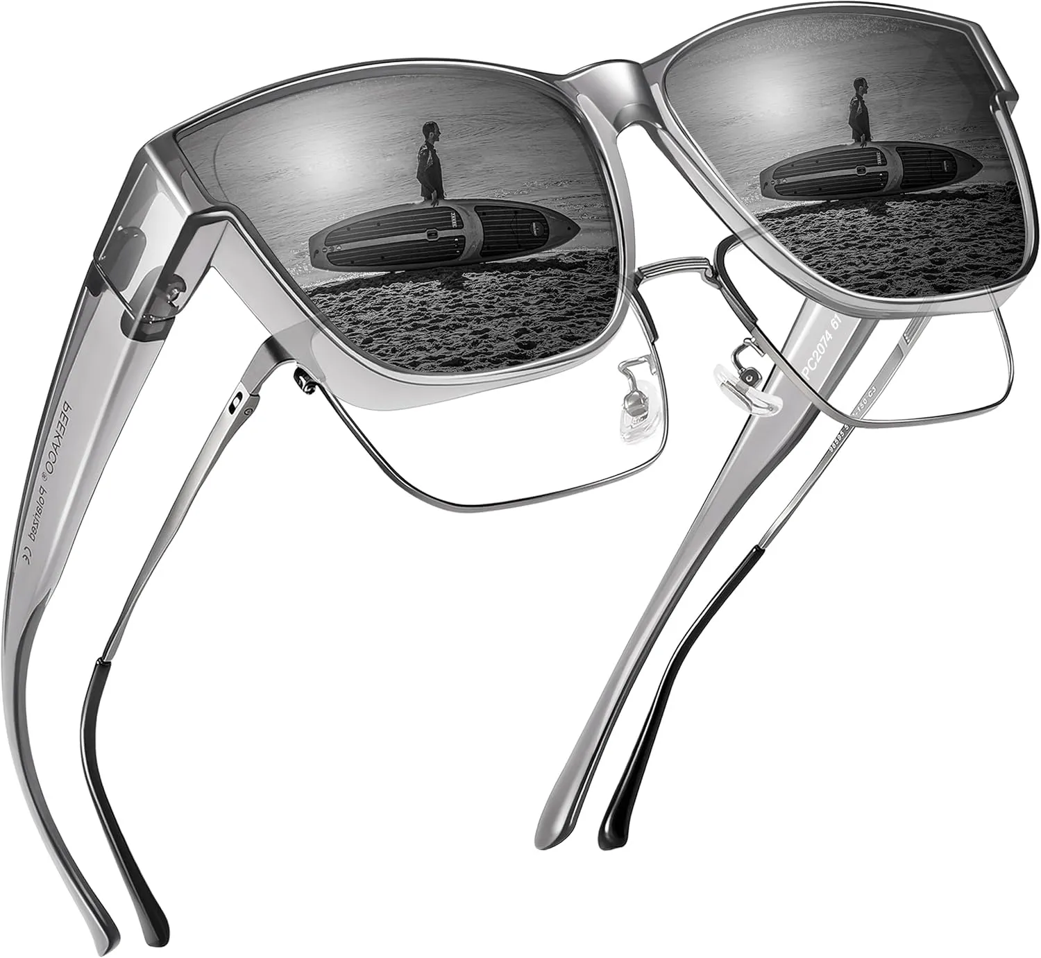 Polarized Sunglasses Fit Over Prescription Glasses for Men Women, Oversized Square Sunglasses, UV400 Protection