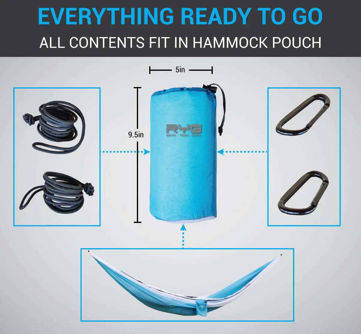 Raise your Game Travel Backpack and Portable Hammock (Glacier Blue)
