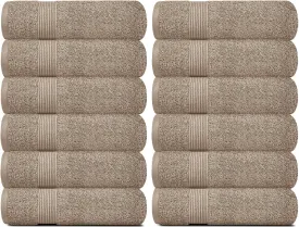 Resort Collection Soft Washcloth Face Body Towel Set 12 Pcs 12x12 in Taupe Color