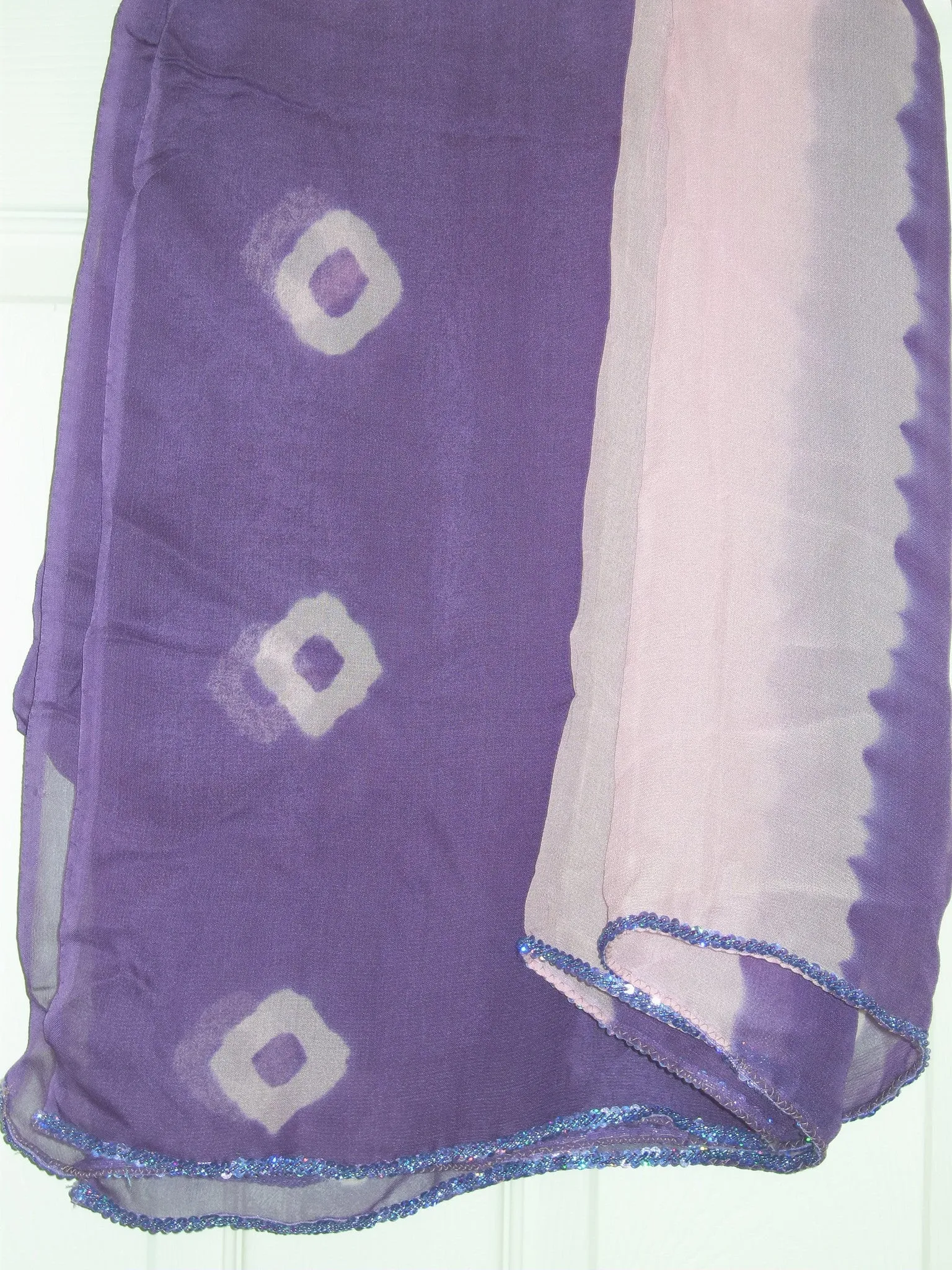 Scarf 362 Purple Chiffon Tie Dye Dupatta Chunni Shawl Wrap Shieno