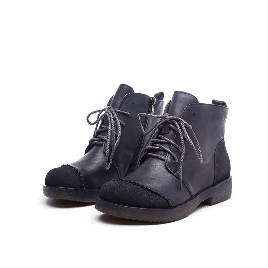 Winter Retro Leather Handmade Short Boots