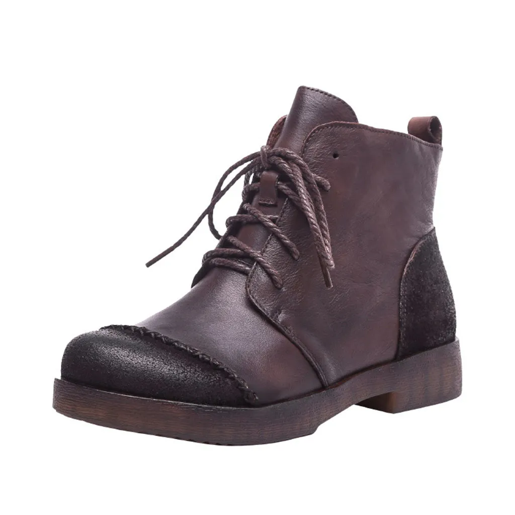 Winter Retro Leather Handmade Short Boots